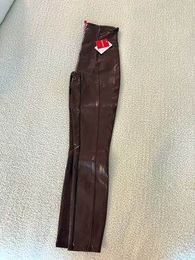 SPANX Faux-Leather Patent Leggings Deep Burgundy